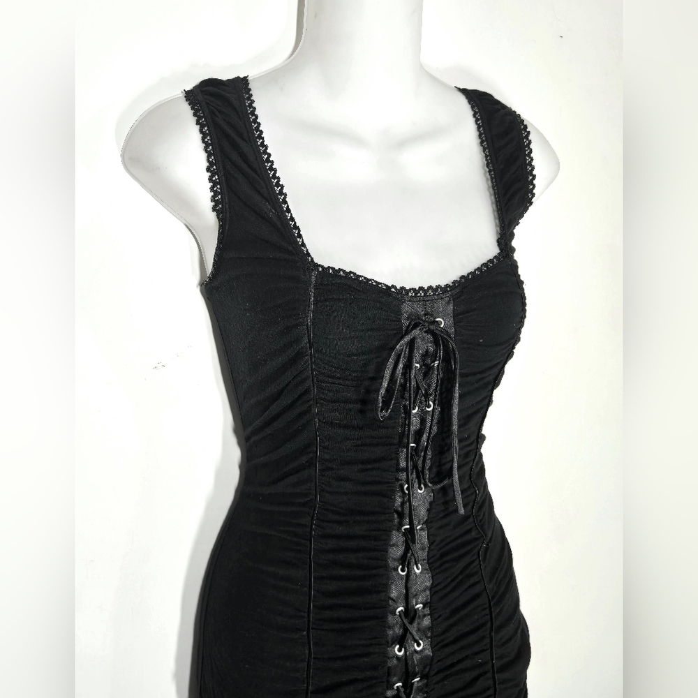 Guess Black Ruched Corset Tank Top